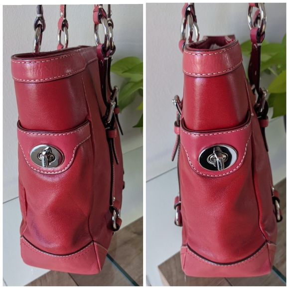 Coach Red Leather Gallery Lunch Shopper Tote - Picture 6 of 13